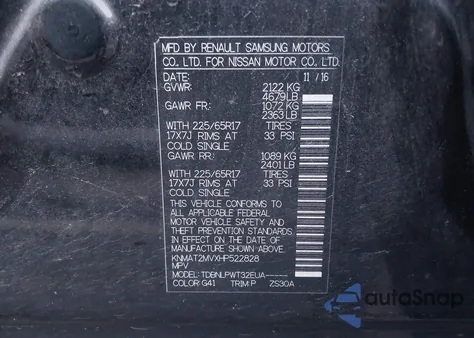 2017 Nissan Rogue S z USA, uszkodzony, nr VIN KNMAT2MVXHP522828